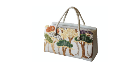 手染めの麻のミニバッグ 祇園袋 きねや 未使用 蝙蝠 手染めの麻のミニ