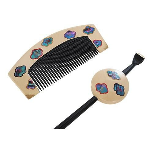 本漆純金蒔絵螺鈿かんざし 櫛・平打ちセット 桜文様 | かづら清老舗