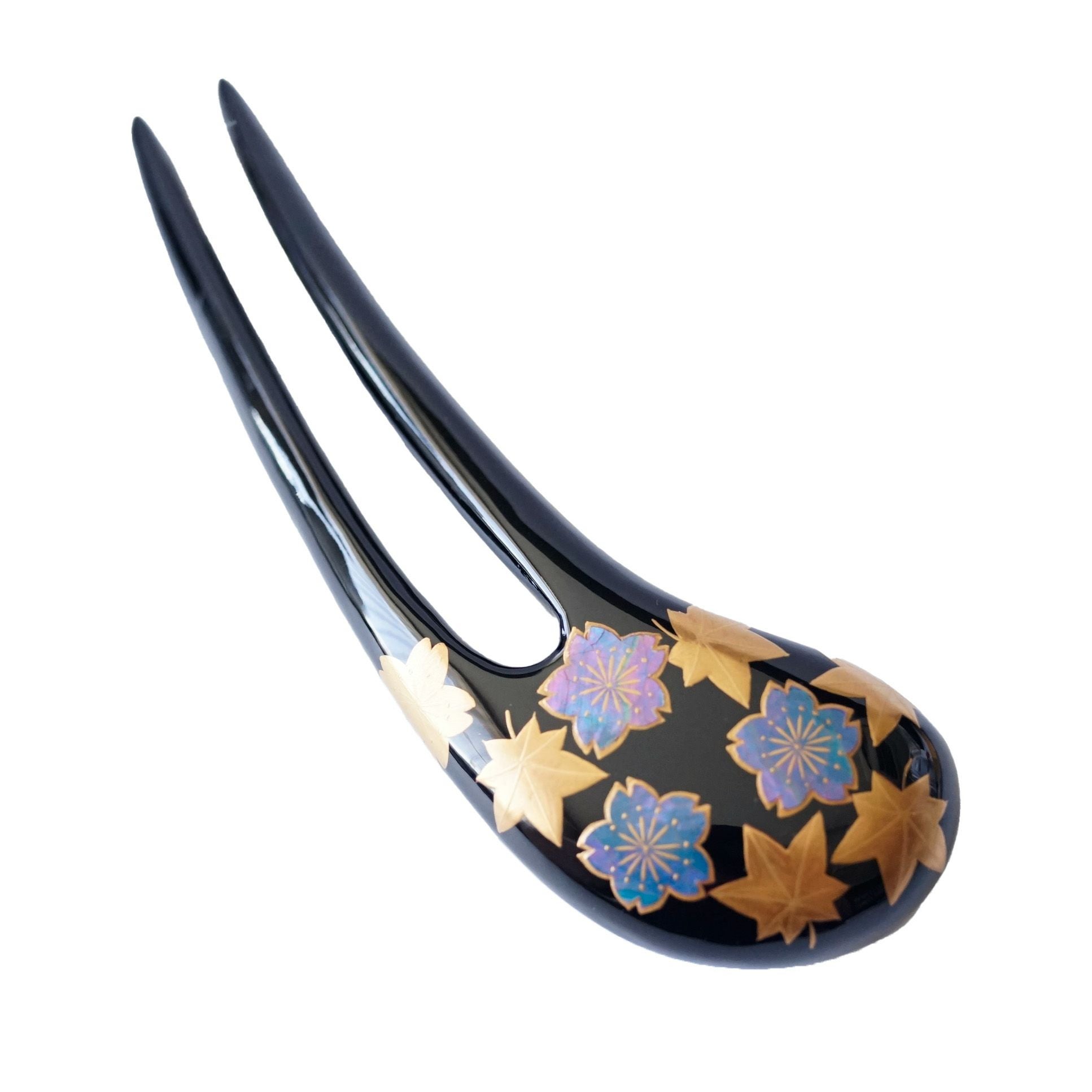 本漆純金蒔絵螺鈿かんざし 銀杏ピン（大） 竹文様 | かづら清老舗