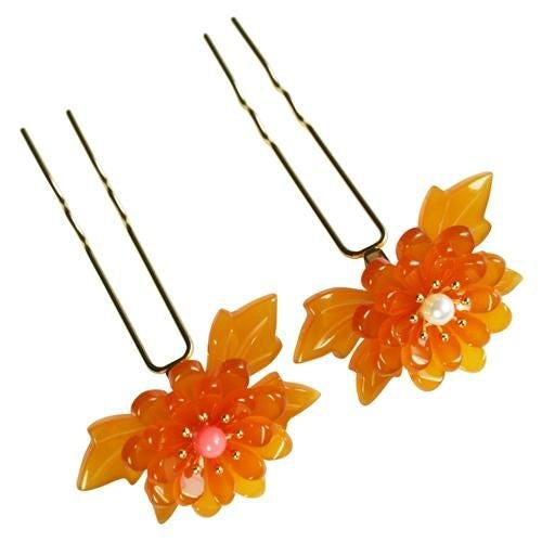 べっ甲風 一輪小菊 花月かんざし | かづら清老舗オンラインショップ