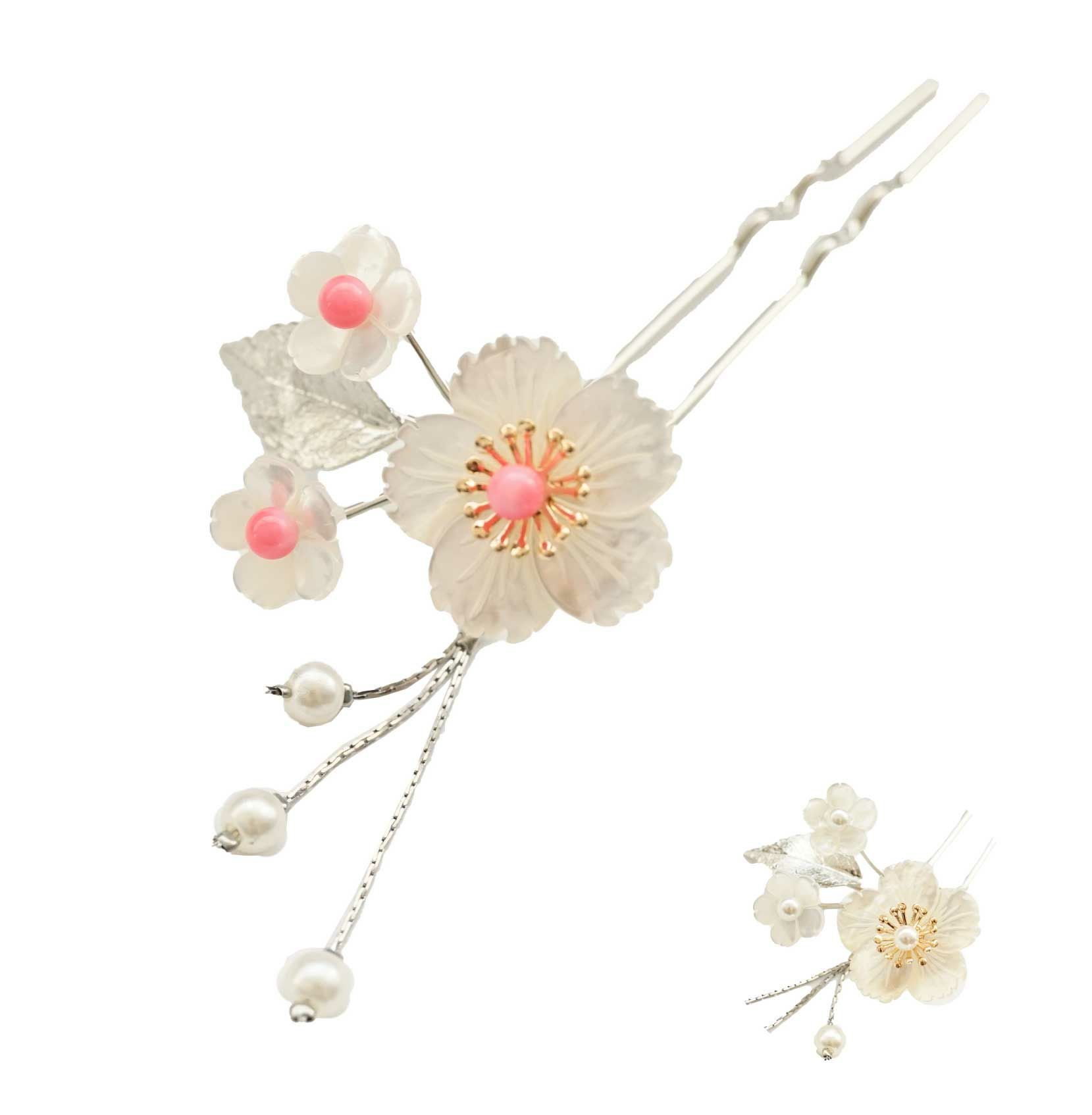 白蝶貝 桜花月かんざし（下がり付き） | かづら清老舗オンラインショップ