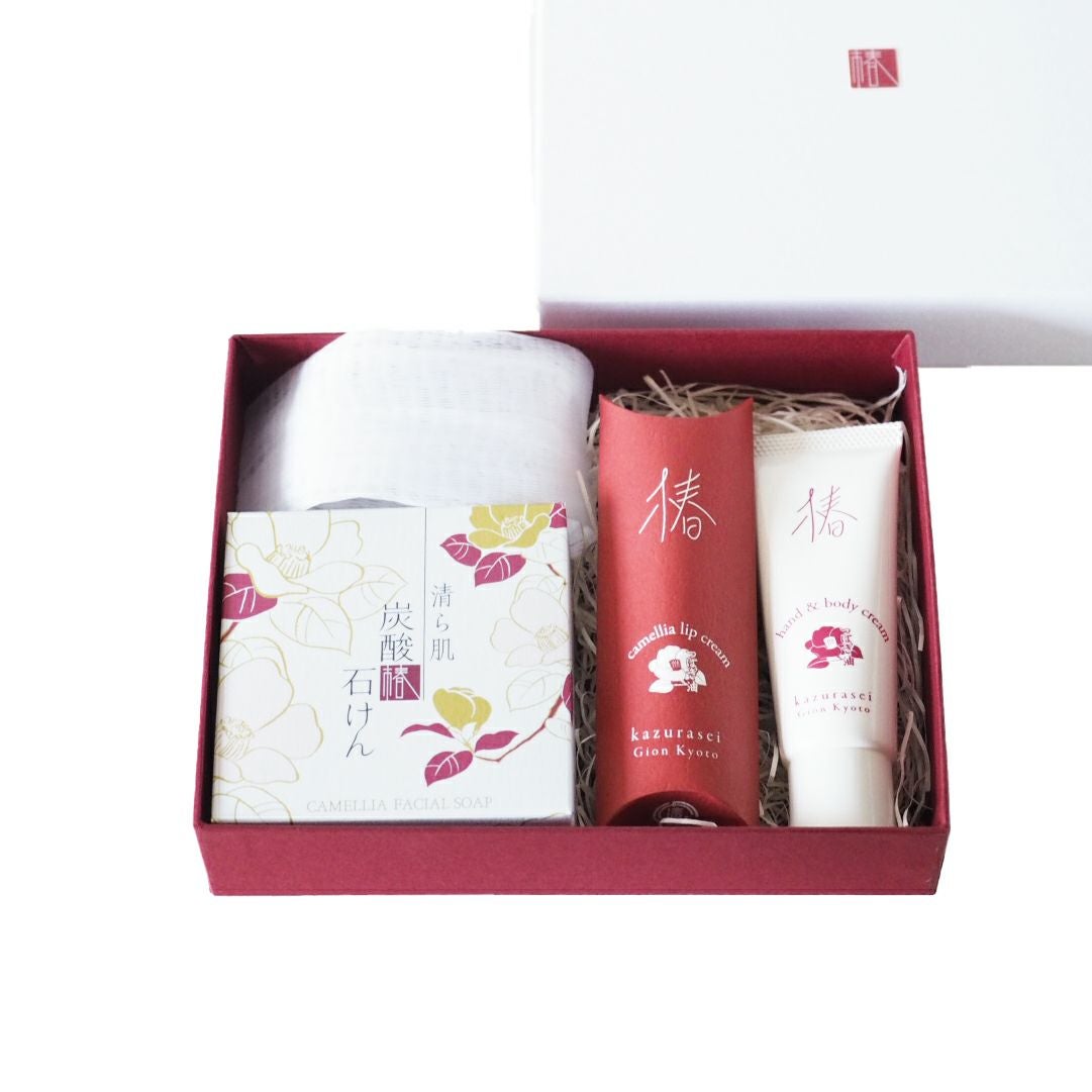 香る椿スキンケア5点セット(ちりめんポーチ付き) | かづら清老舗