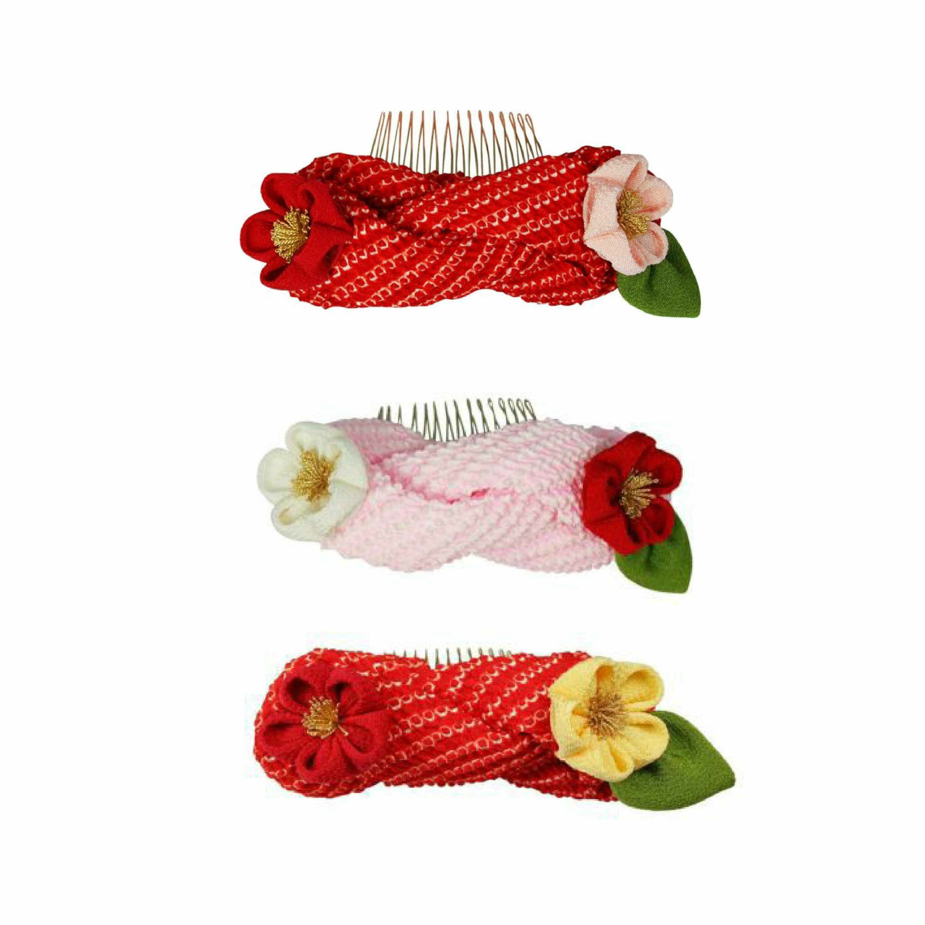 七五三用髪飾り 蝶付き梅三輪かんざしセット（ビラ・下がり） | かづら