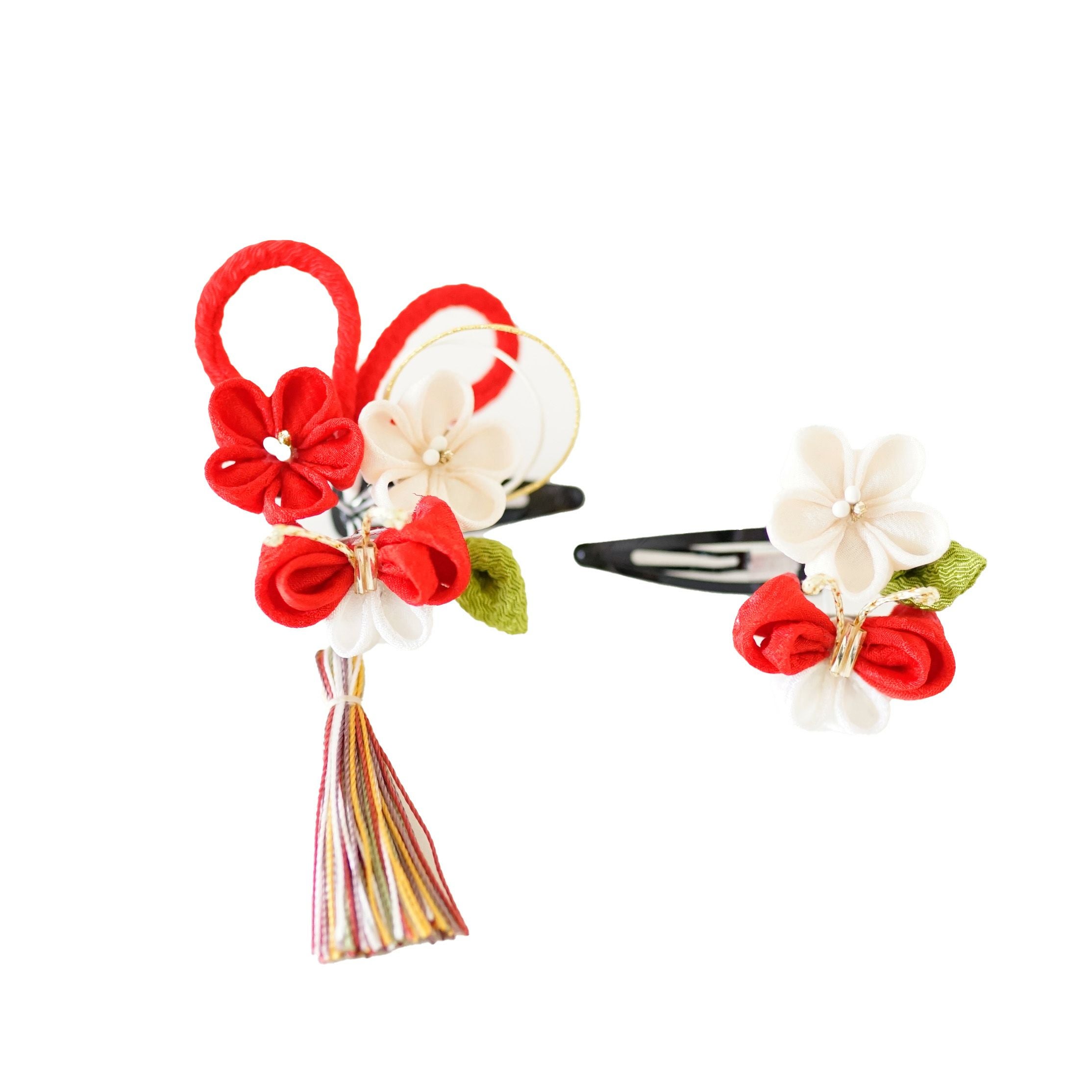 七五三 四輪梅びら付きかんざし（赤・白・ピンク） | かづら清老舗