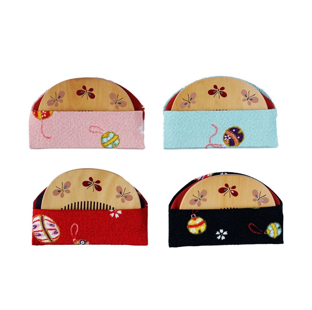 つげ櫛 本漆本蒔絵 蝶 ちりめんケース入り 小判 | かづら清老舗