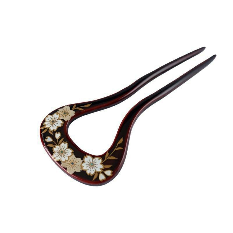 本漆純金蒔絵螺鈿かんざし 輪ピン（中） 王朝文様 | かづら清老舗