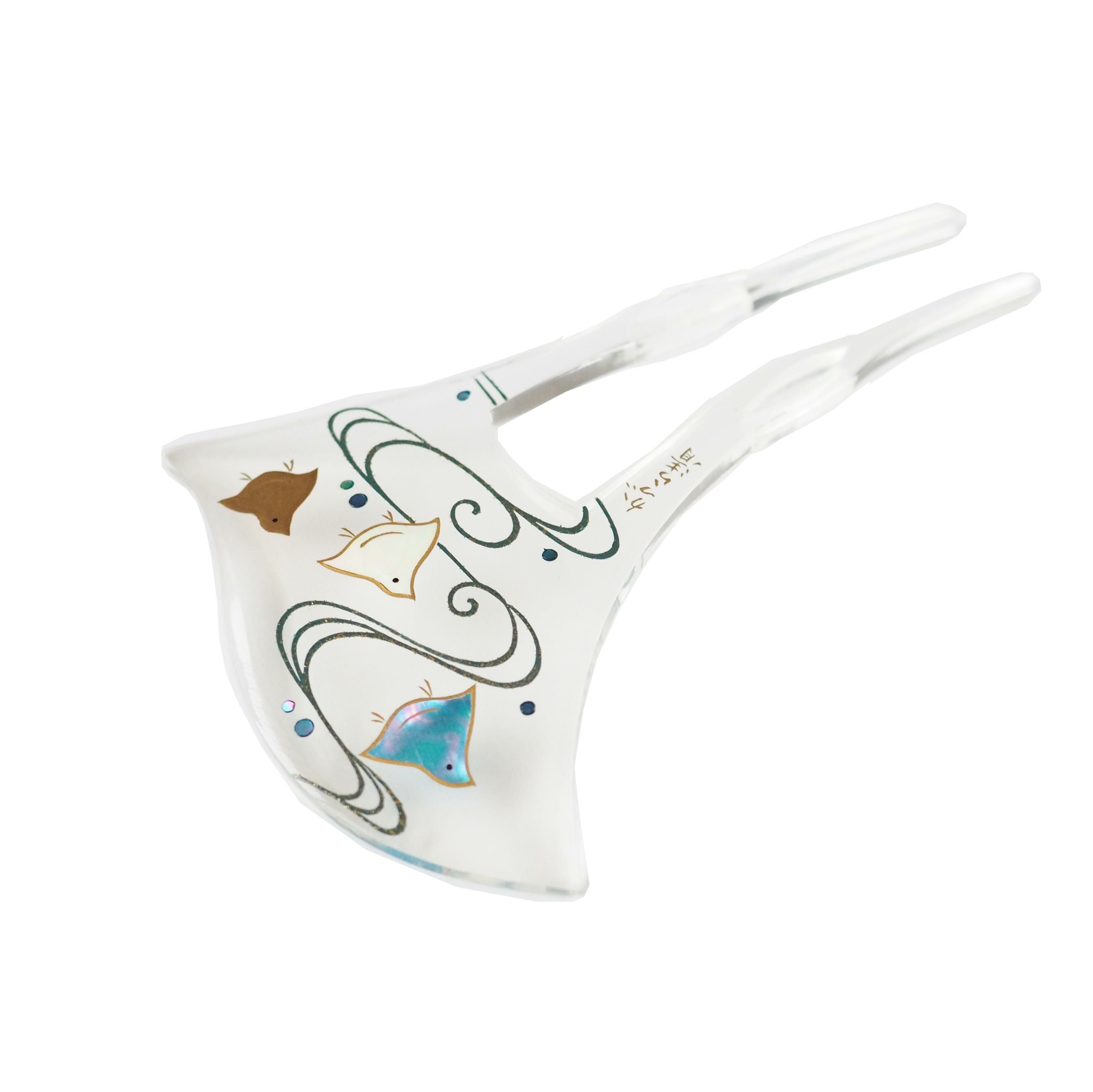 アクリル（透明）本蒔絵かんざし 流水千鳥 | かづら清老舗オンライン