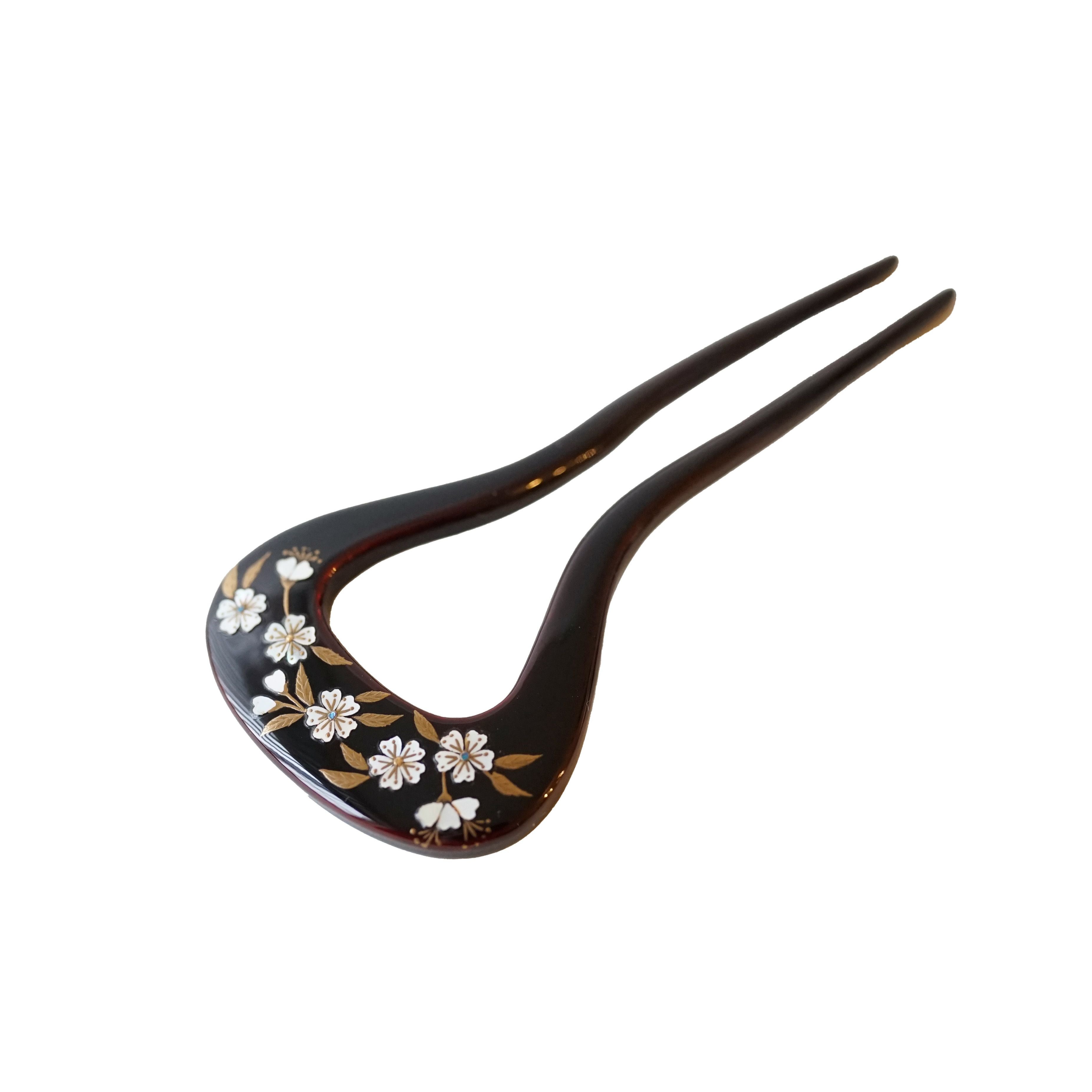 本漆純金蒔絵螺鈿かんざし 櫛・平打ちセット 桜文様 | かづら清老舗