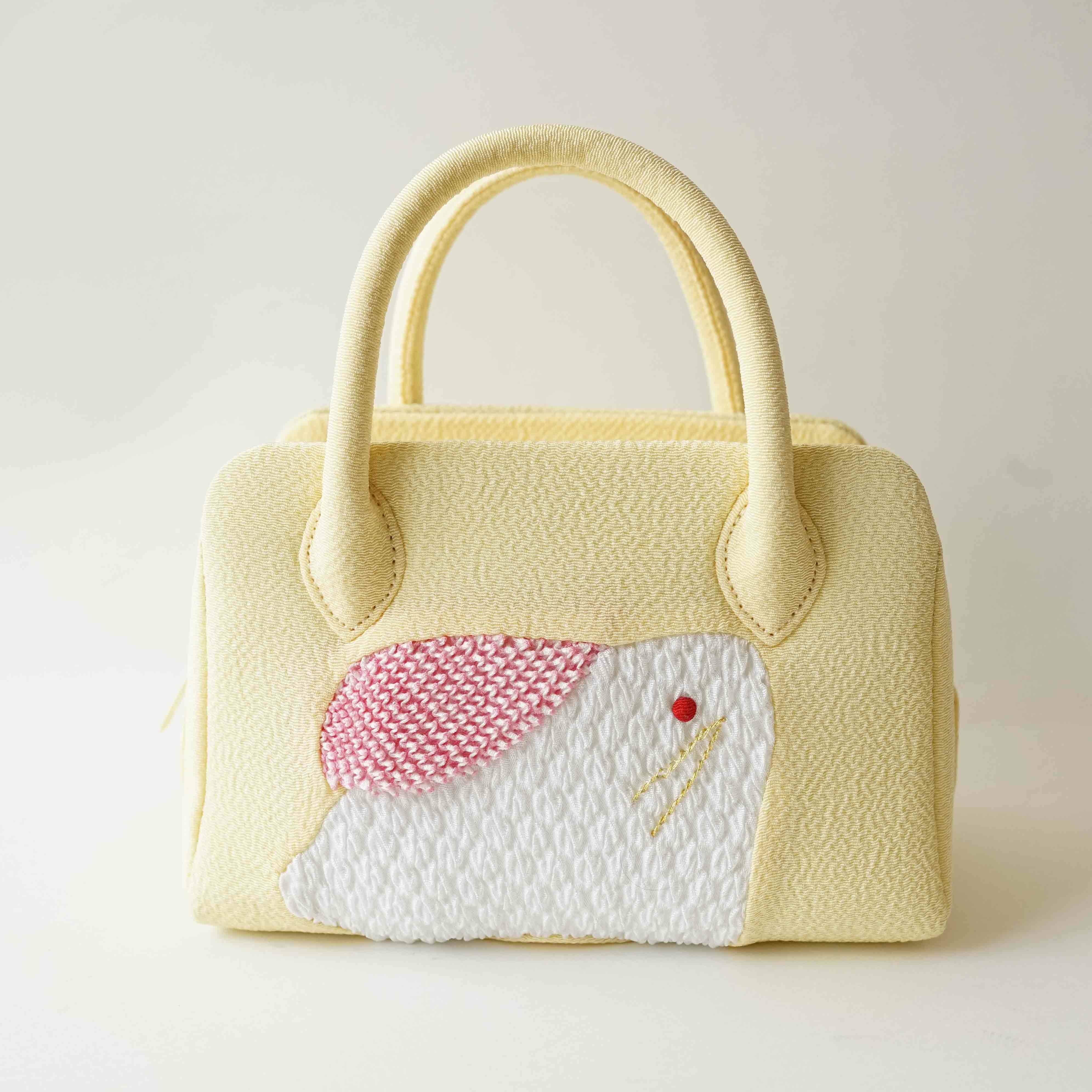 亀甲文様　華の刺繍　和装用バッグ　※両面ミラー付き 七五三用 和装バッグ （うさぎ） | かづら清老舗オンラインショップ
