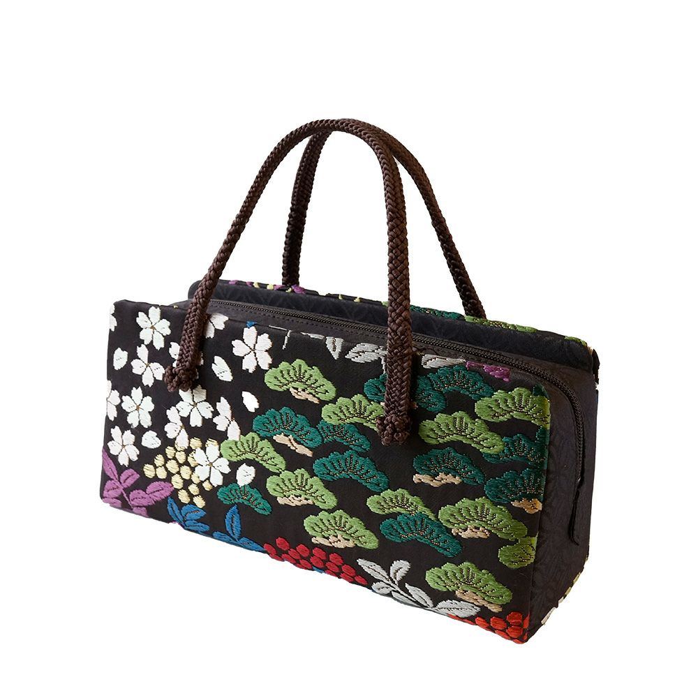 新品未使用　かづら清　和装用　バッグ　ネイビー　チェック柄 伊太利亜華文 西陣織和装バッグ | かづら清老舗オンラインショップ