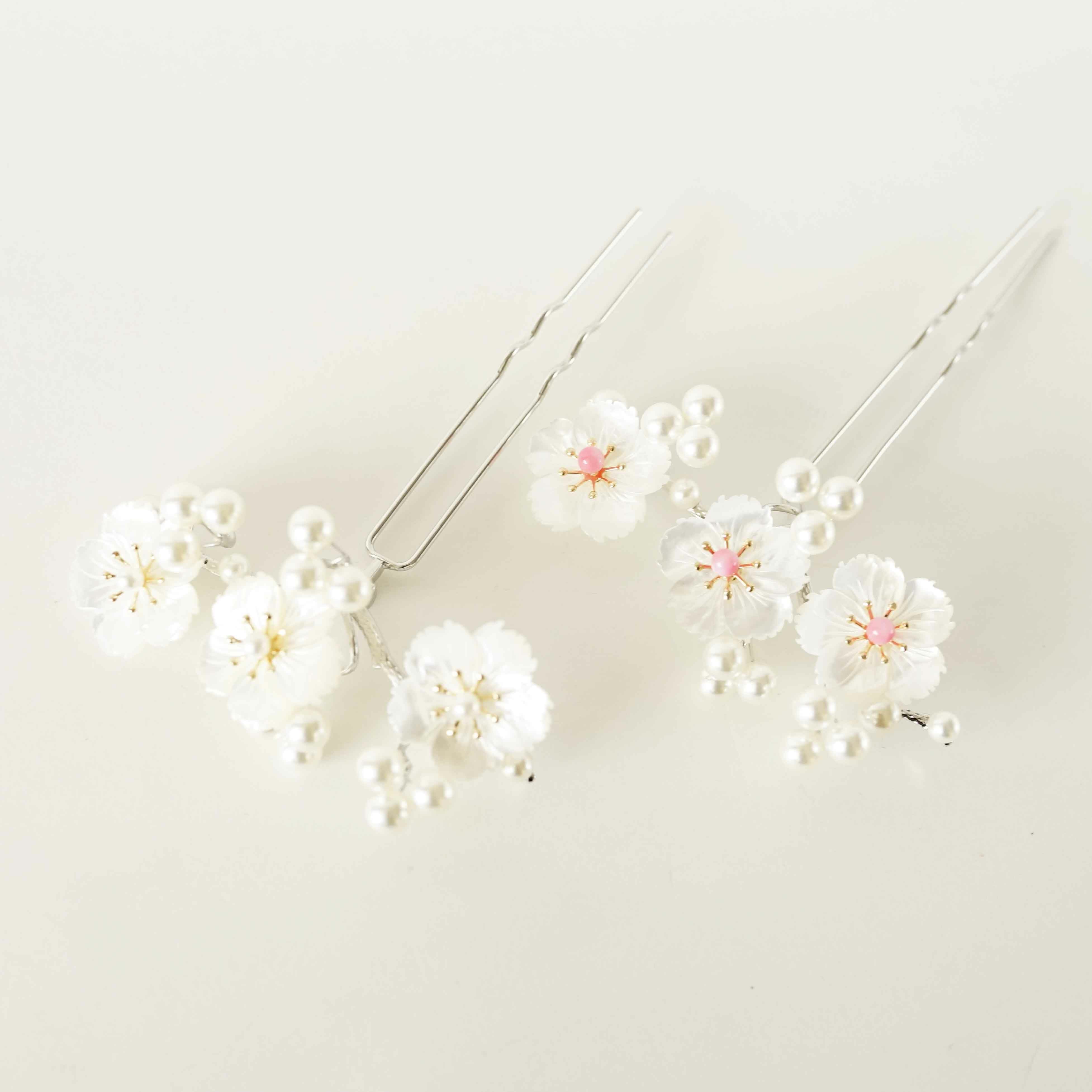 白蝶貝 桜花月かんざし パール | かづら清老舗オンラインショップ