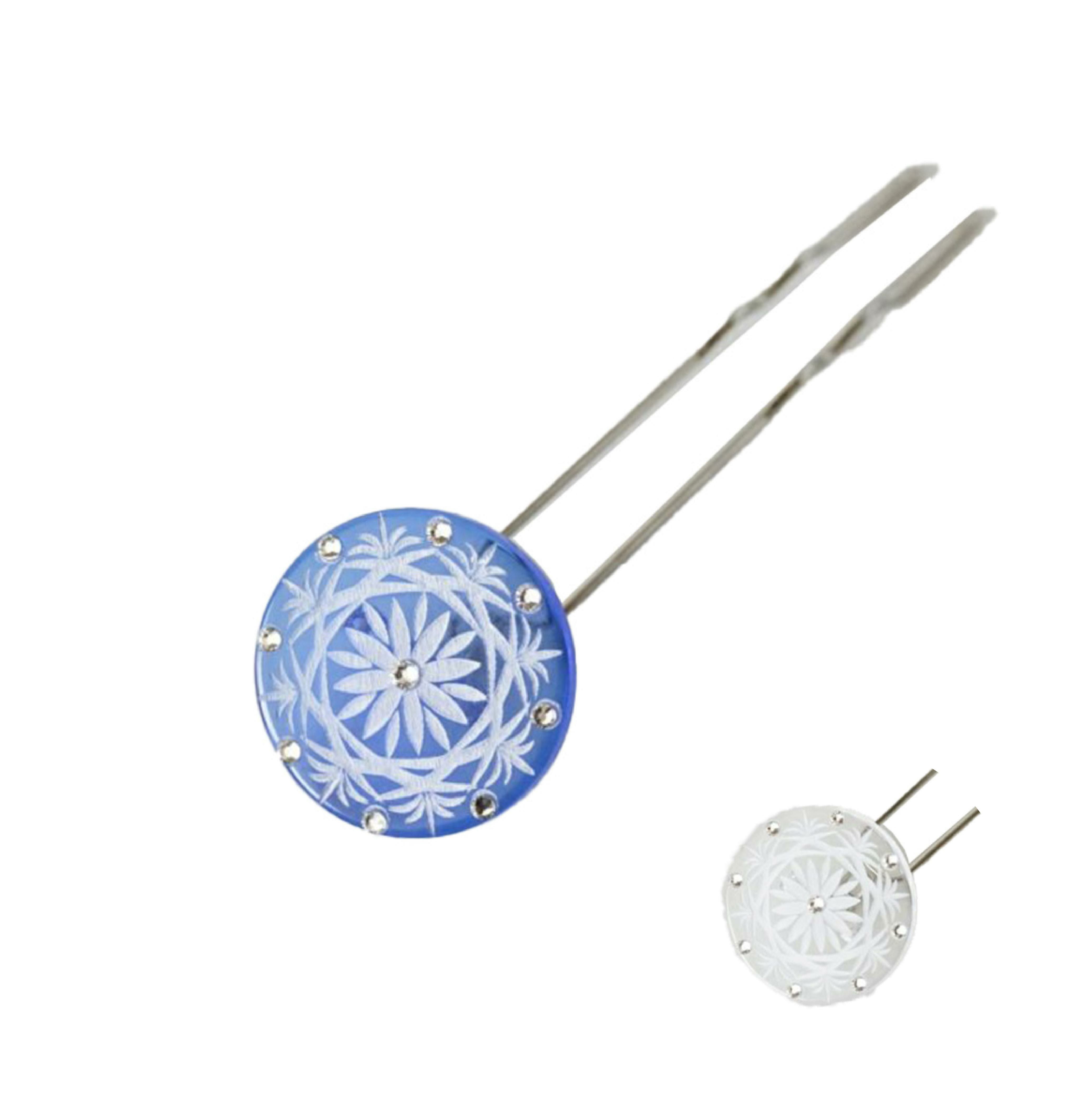 切子風 花月かんざし（丸型）ラインストーン付き | かづら清老舗