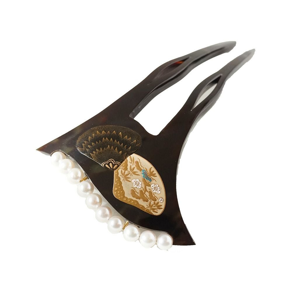 本べっ甲 純金蒔絵螺鈿かんざし 牡丹唐草 | かづら清老舗オンライン