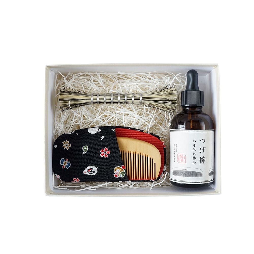 櫛お手入れセット 解き櫛3寸（ケース付き）あかね櫛 | かづら清老舗
