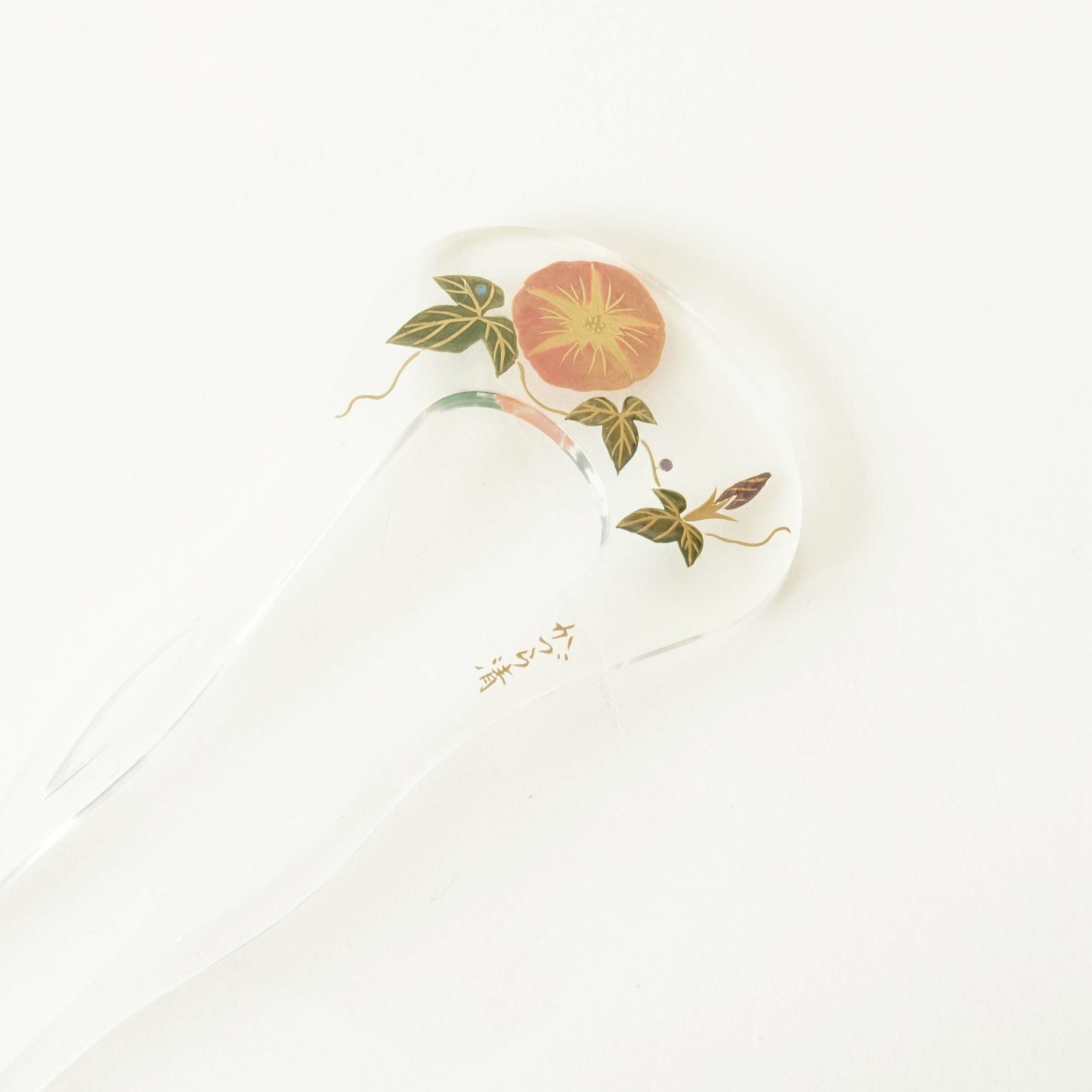 アクリル（透明）本蒔絵かんざし（輪ピン） 朝顔 | かづら清老舗