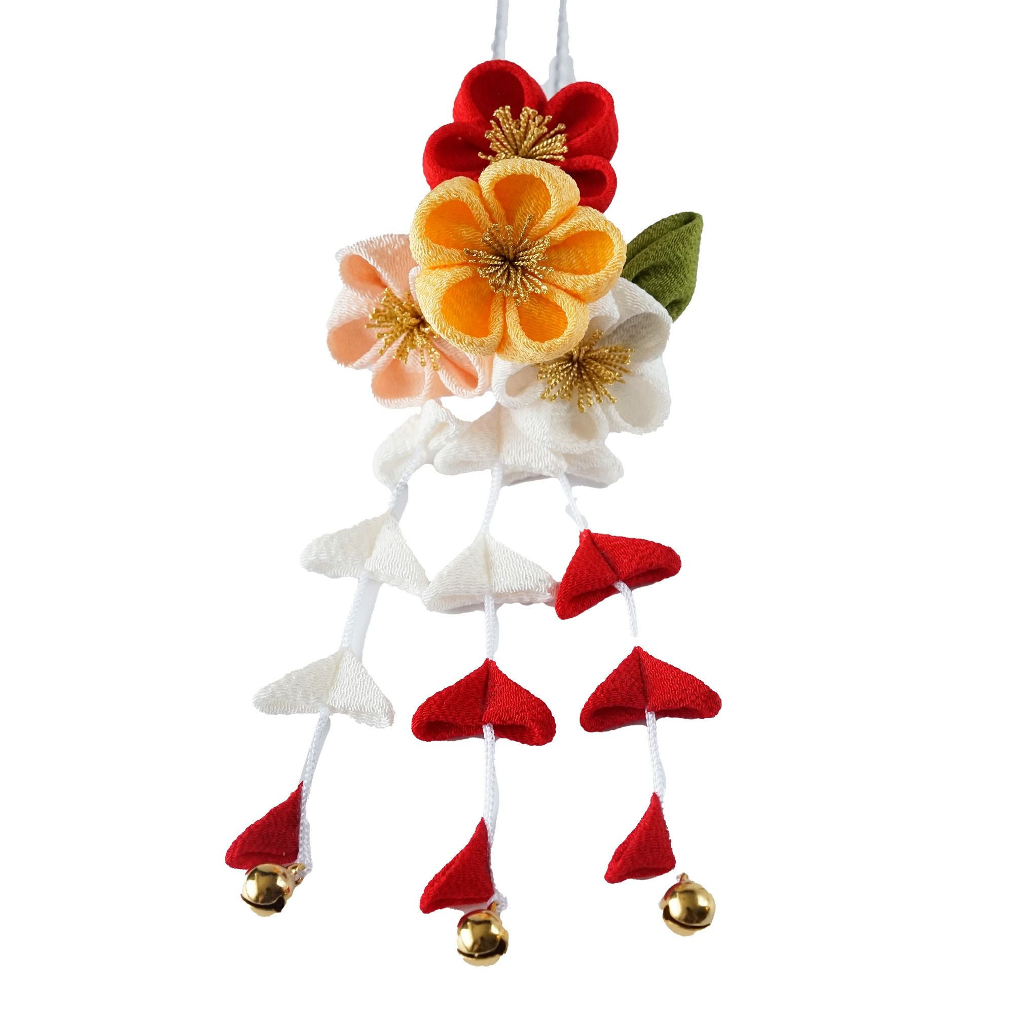 七五三用髪飾り 蝶付き梅三輪かんざしセット（ビラ・下がり） | かづら