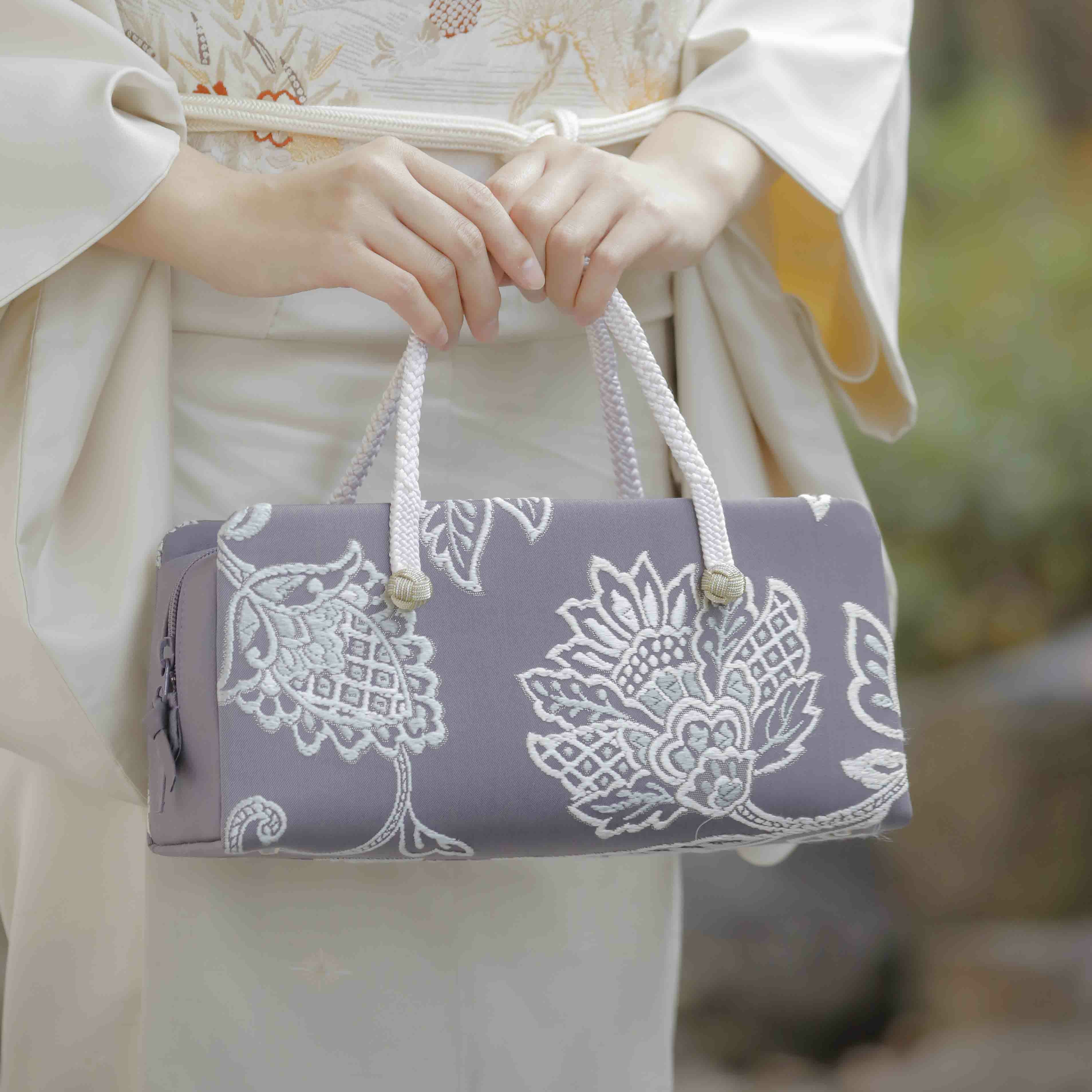 菊と葵（唐織） 西陣織和装バッグ | かづら清老舗オンラインショップ