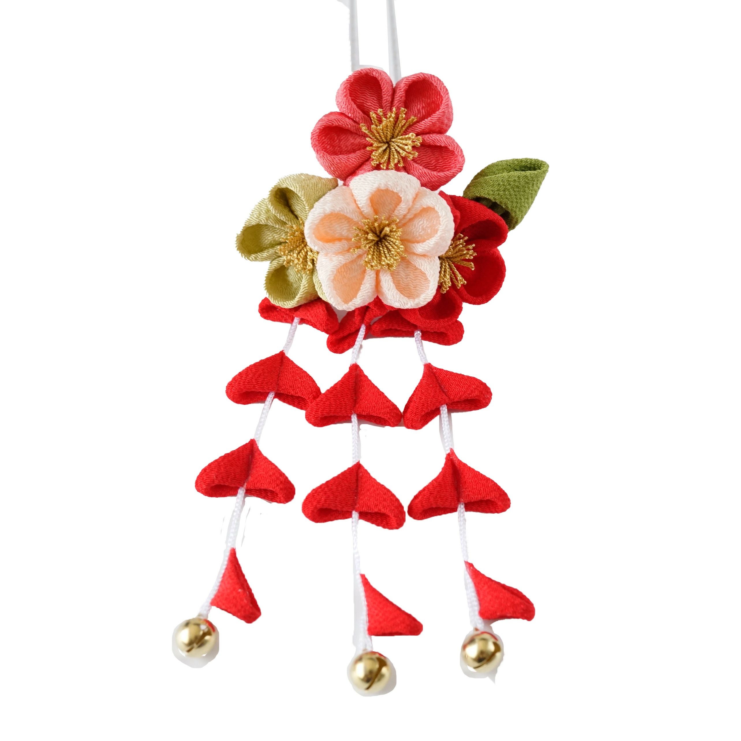 七五三 四輪梅びら付きかんざし（赤・白・ピンク） | かづら清老舗