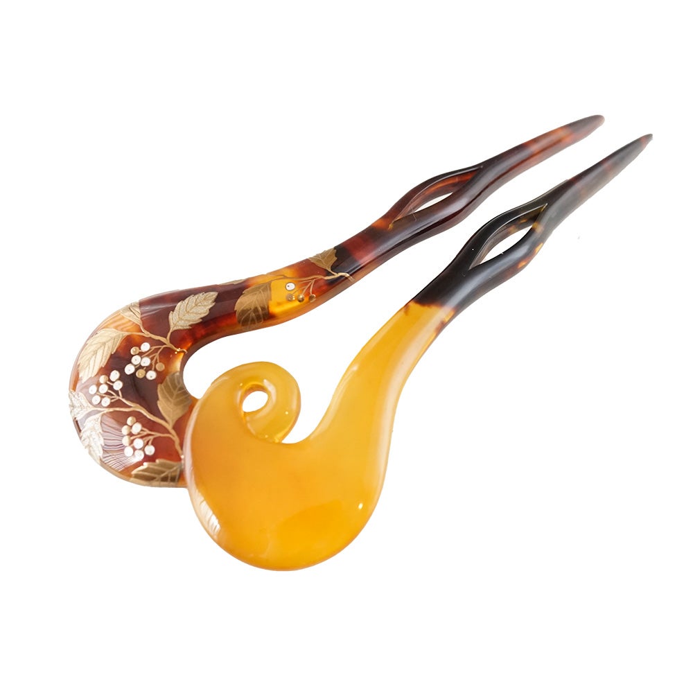 本べっ甲 純金蒔絵螺鈿かんざし 蔦文様 | かづら清老舗オンラインショップ