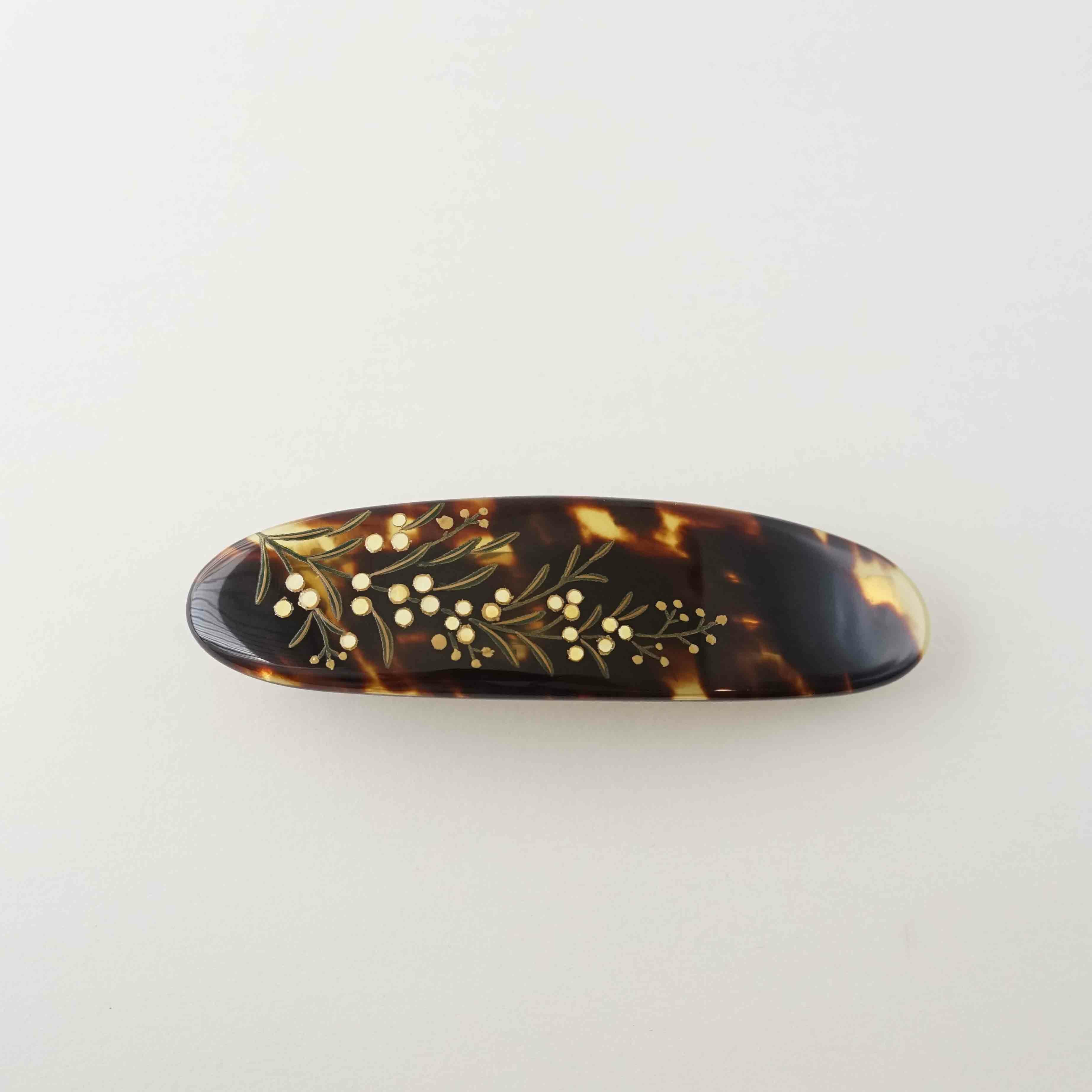 本漆純金蒔絵 バレッタ （ヌーヴォー蔓唐草文様）ハート型 | かづら清