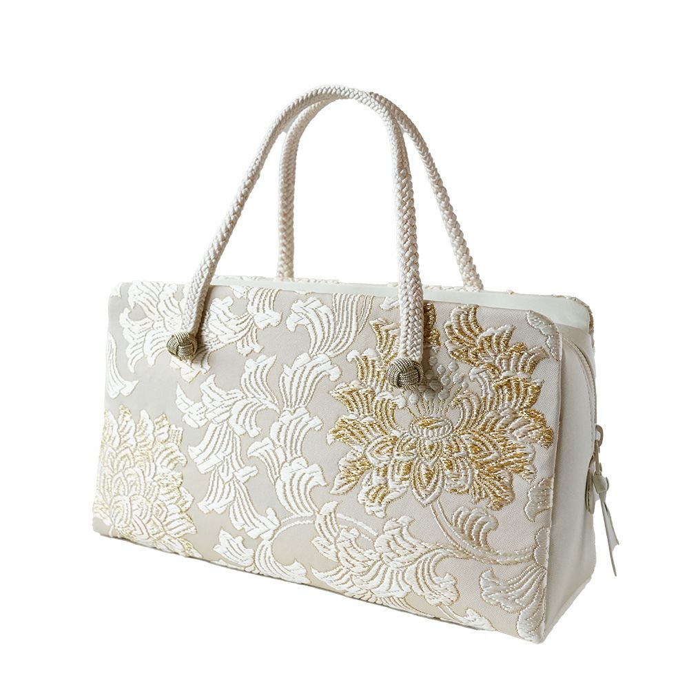 菊と葵（唐織） 西陣織和装バッグ | かづら清老舗オンラインショップ