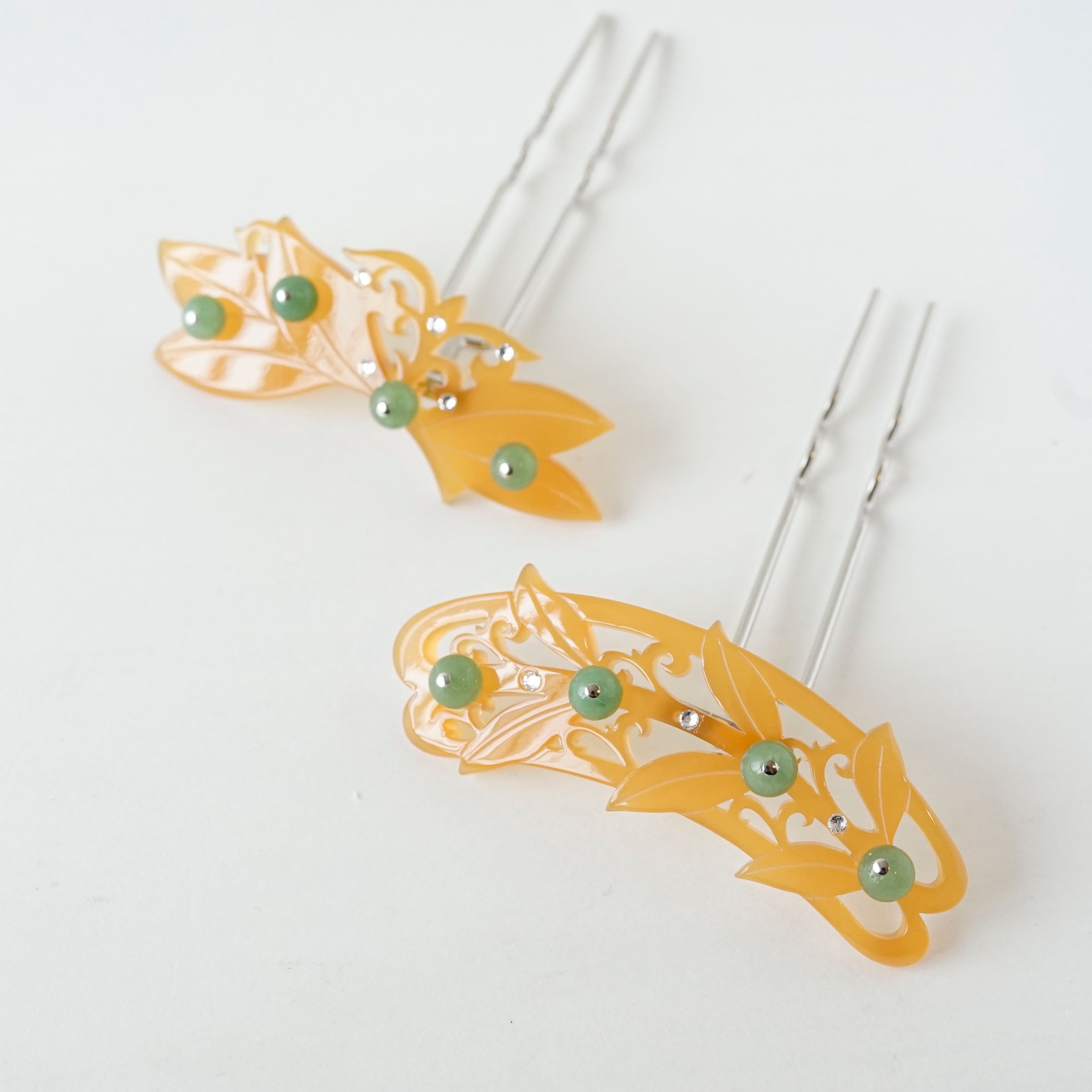 本べっ甲 純金蒔絵螺鈿かんざし 牡丹唐草 | かづら清老舗オンライン